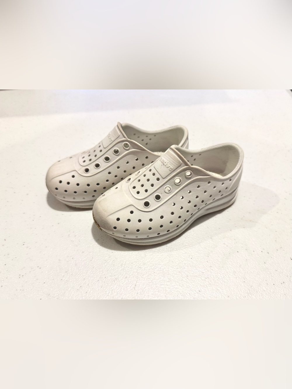 Native Robbie Shoes White Water Friendly Perforated Slip-Ons size C8